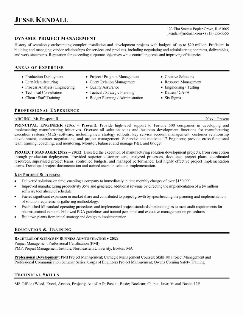 Sample Resumes for Project Managers