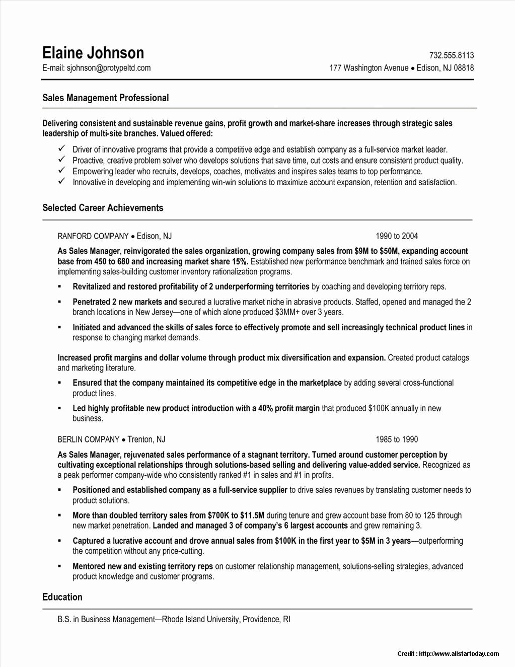 Sample Resumes for Sales Manager Resume Resume