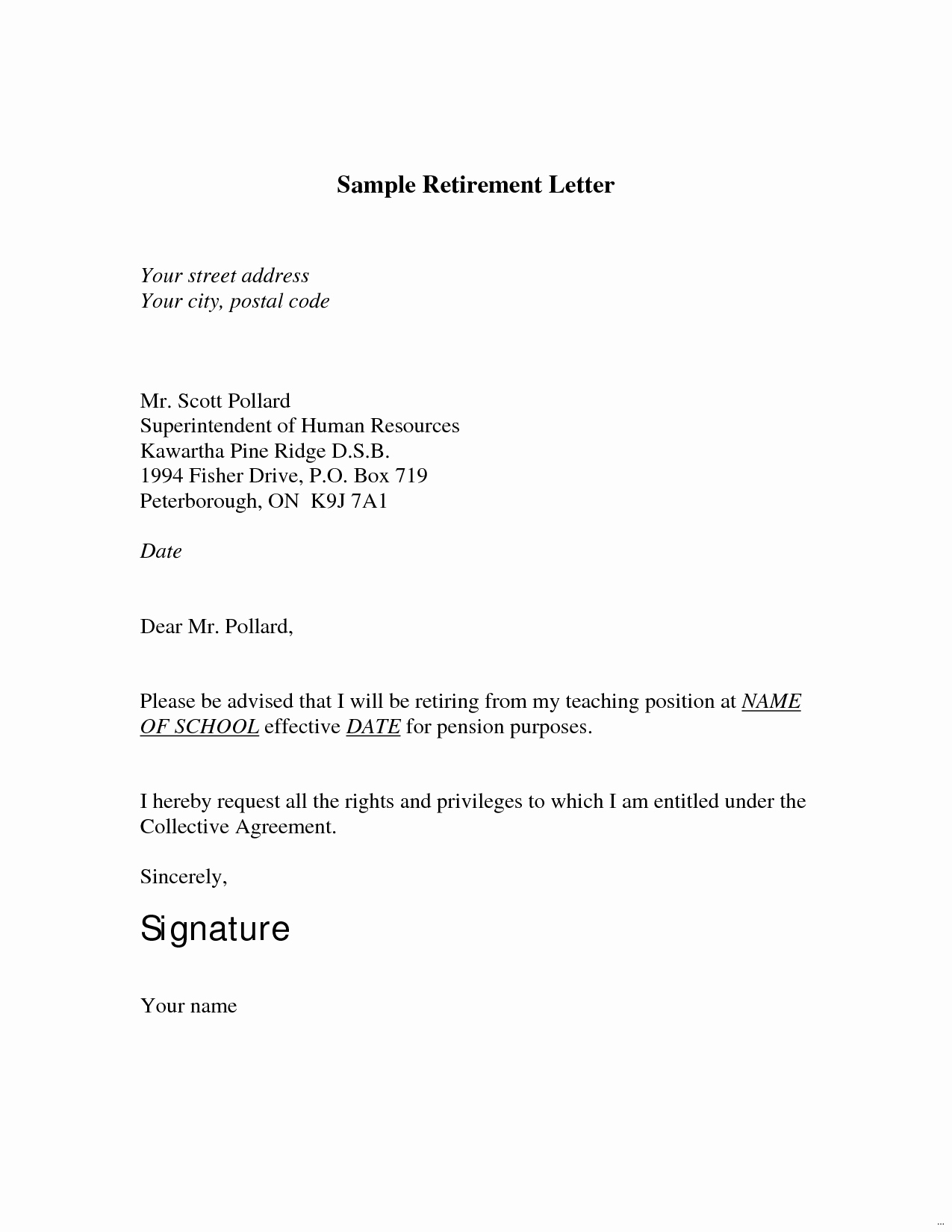 Sample Retirement Letter Employer to Employee