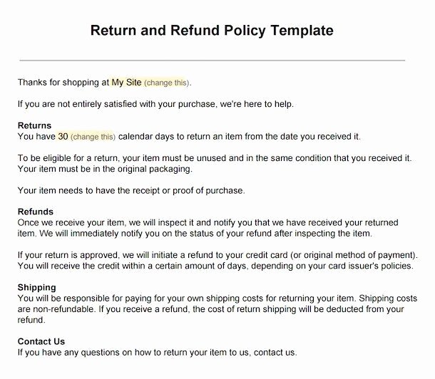 Sample Return Policy for E Merce Stores Termsfeed