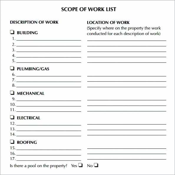 Sample Scope Of Work Template Word Doc Pdf