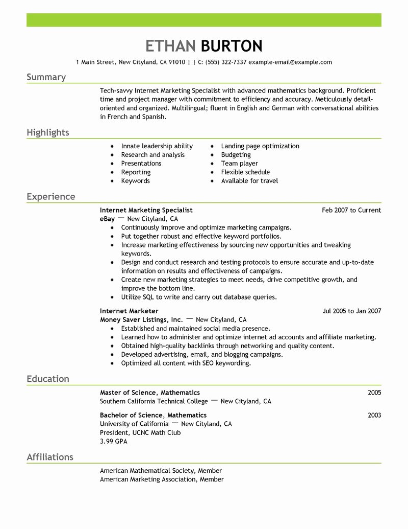 sample social media resume