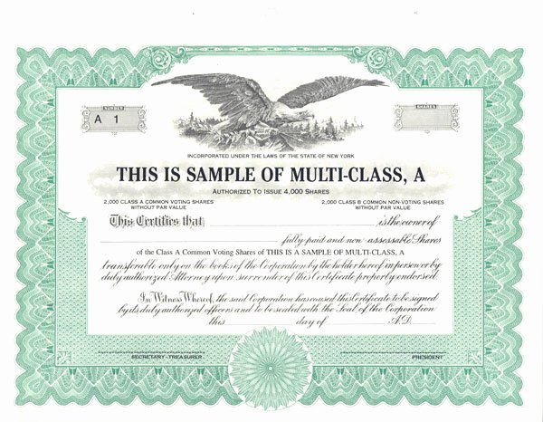 sample stock certificate free