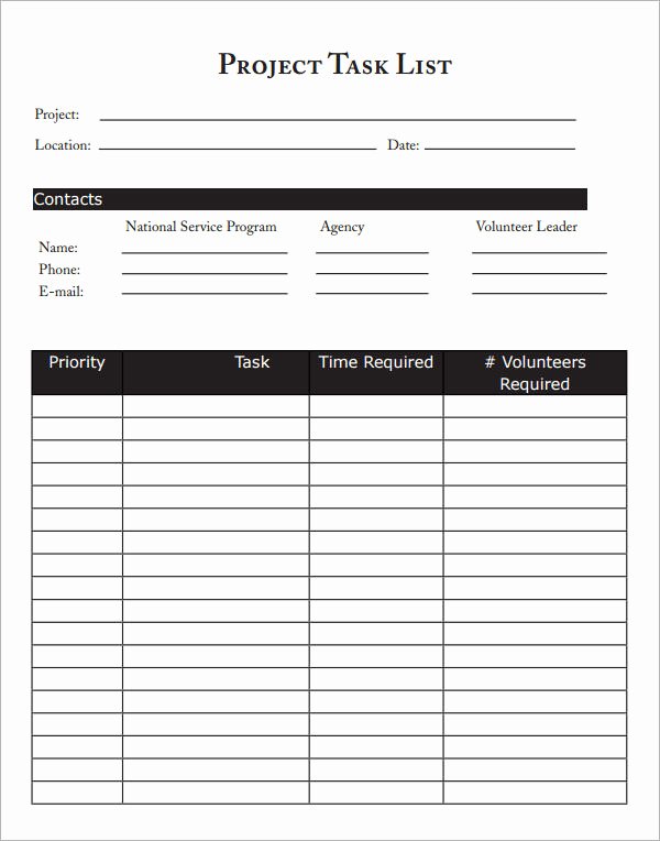 Sample Task List Template 8 Free Documents Download In