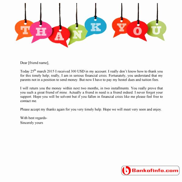 Sample Thank You Letter for Financial Support