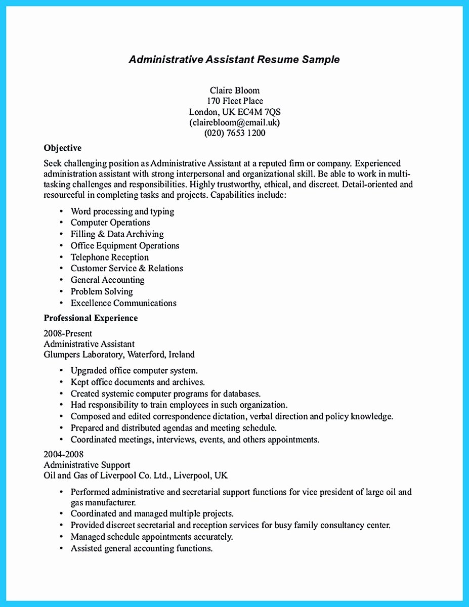 sample make administrative assistant resume