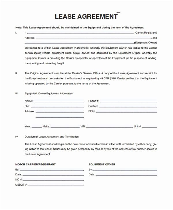 Sample Truck Lease Agreements 9 Free Documents In Word Pdf