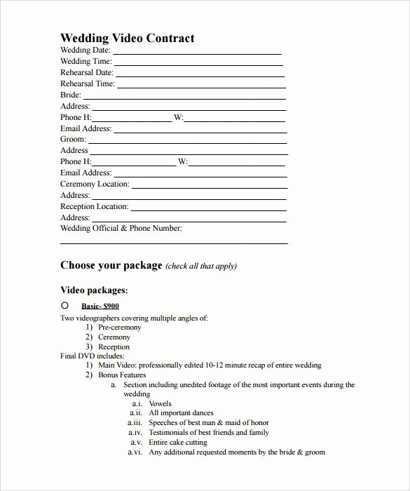 Sample Videography Contract Template