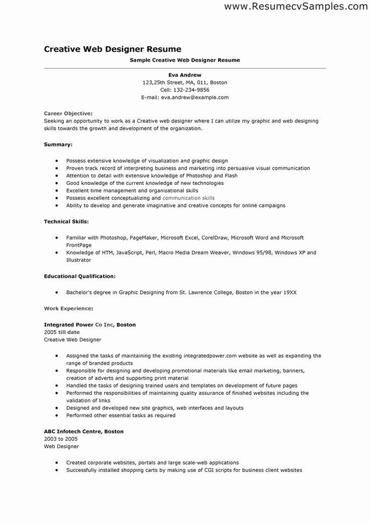 sample web designer resume