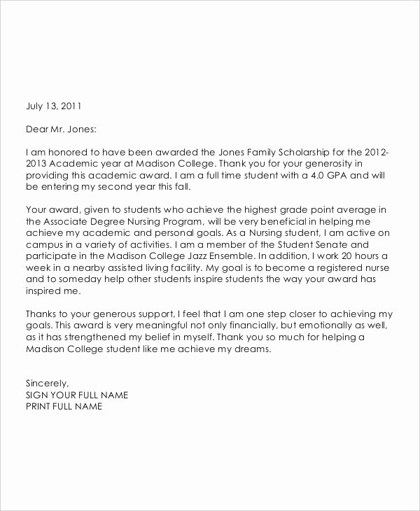 Scholarship Letter Template 11 Free Sample Example