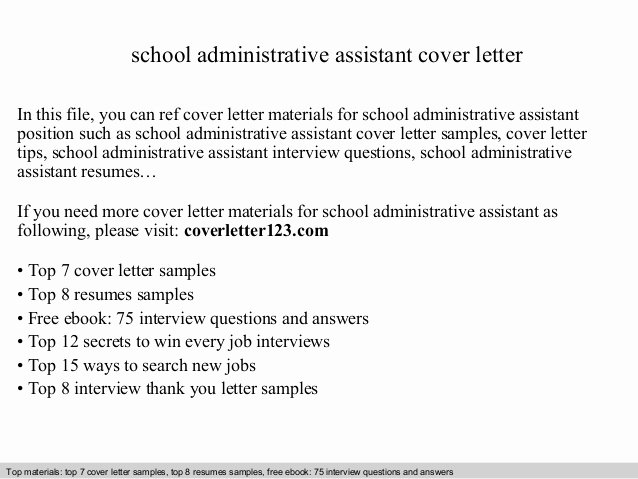 School Administrative assistant Cover Letter