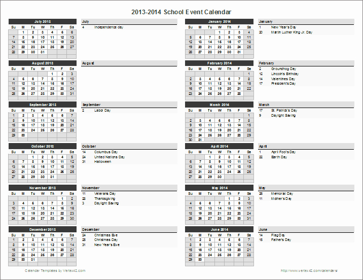 School Calendar Template 2019 2020 School Year Calendar