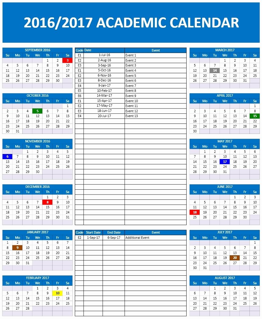 School Calendar Template