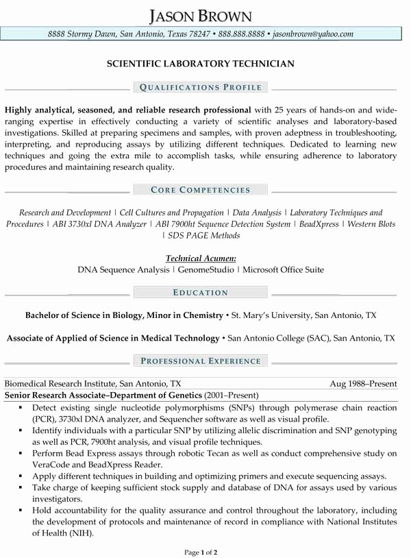 Science and Research Resume Examples