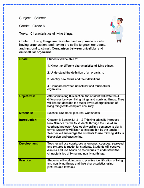 Science Lesson Plan Sample From Teachnology