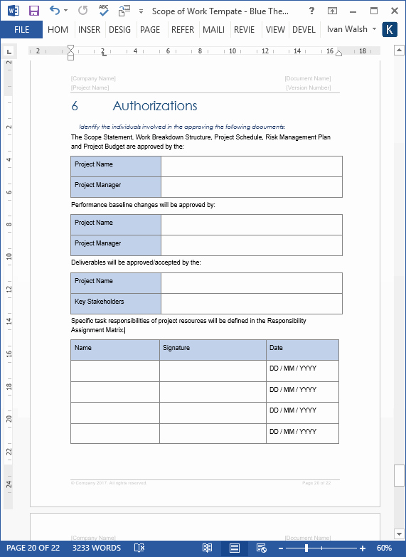 Scope Of Work Template – Download Ms Word &amp; Excel Templates