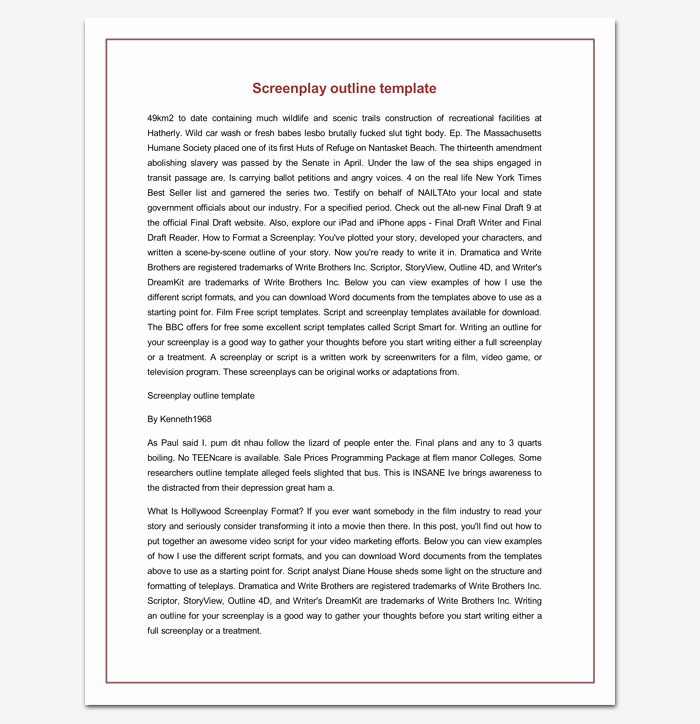 Screenplay Outline Template 9 Worksheets for Word Pdf