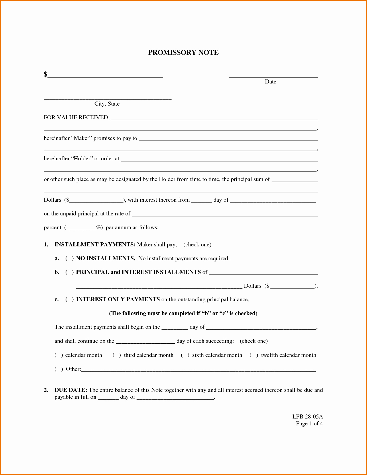 Secured Promissory Note Template Word