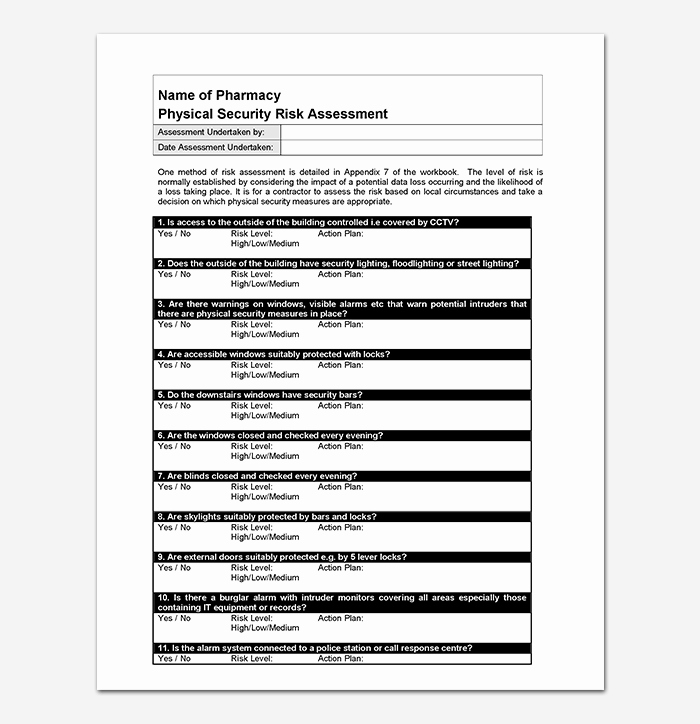 Security assessment Template 18 Word Excel &amp; Pdf format