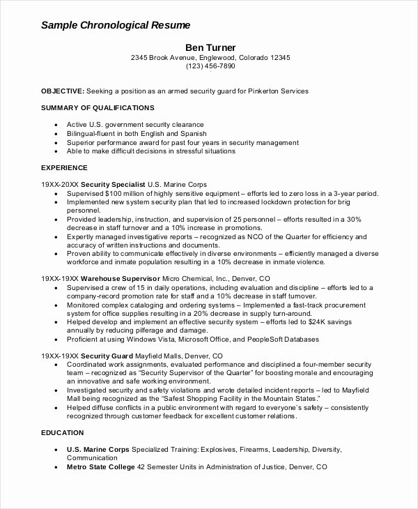Security Guard Resume 5 Free Sample Example format