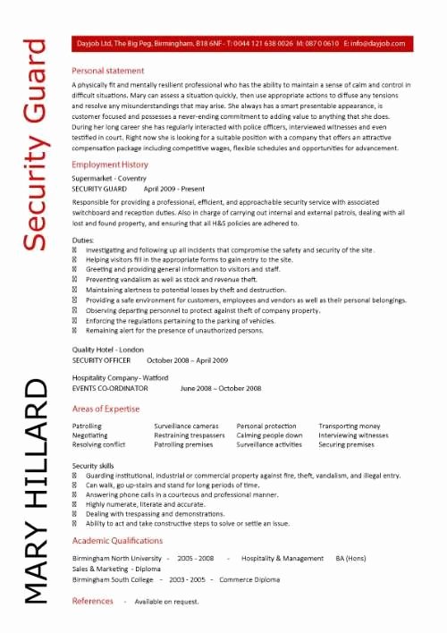 Security Guard Resume Template 5 Security Guard Cover