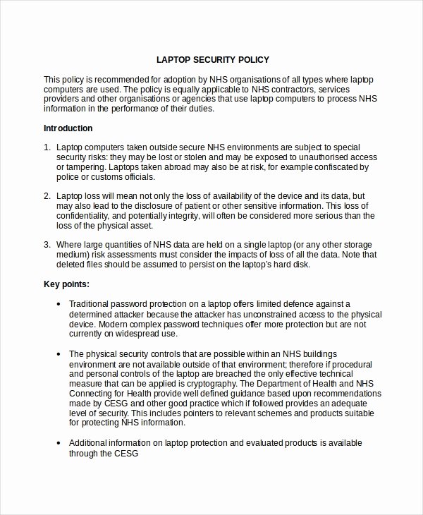 Security Policy Template 7 Free Word Pdf Document