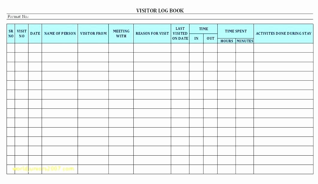 Security Visitor Log Template Logbook Example Book format