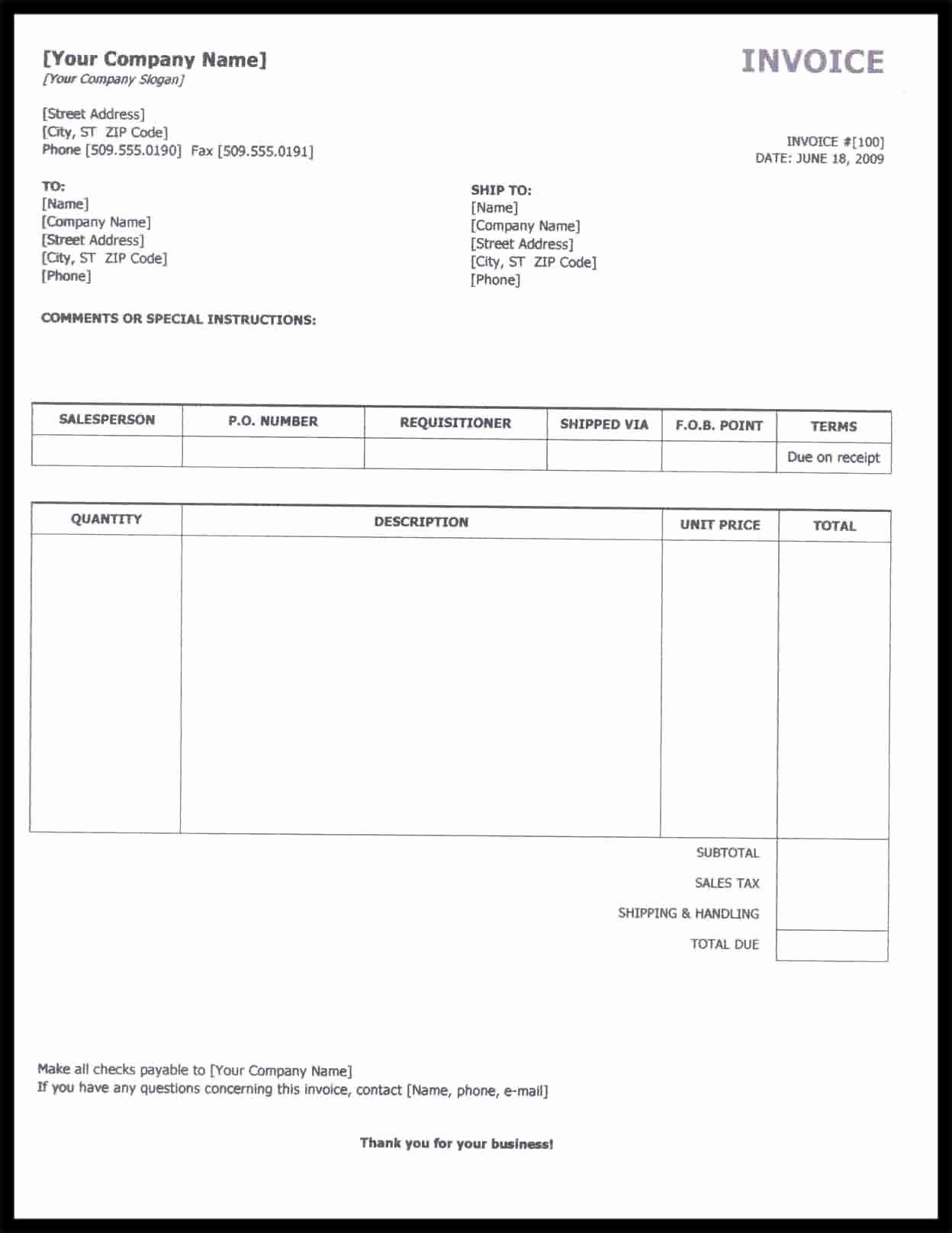 Self Employed Invoice Template Excel