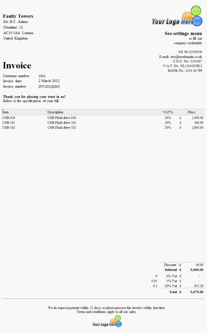 Self Employed Invoice Template Word