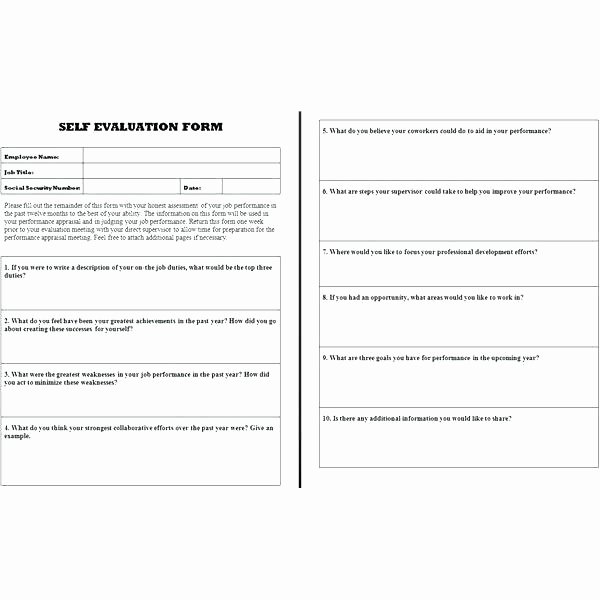 Self Evaluation Performance Review Downloadable