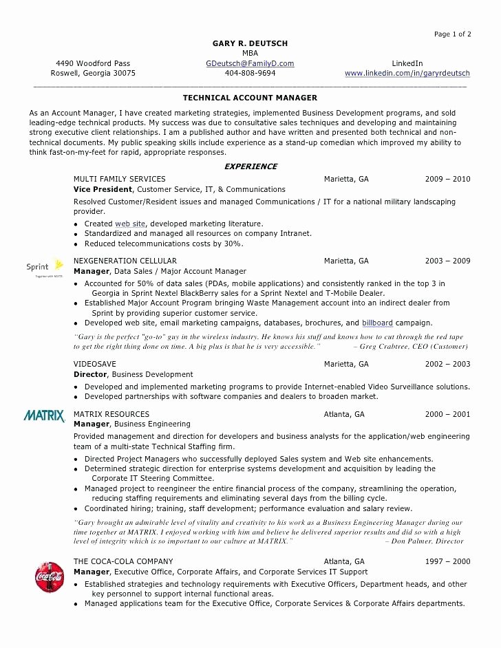 Senior Account Manager Resume Letter Example Template