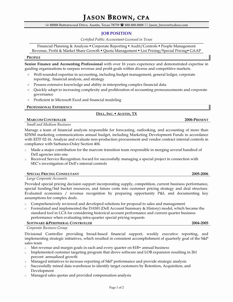 Senior Accountant Resume format… Accountant