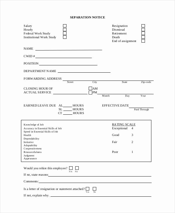 Separation Notice Template 13 Free Word Pdf Document