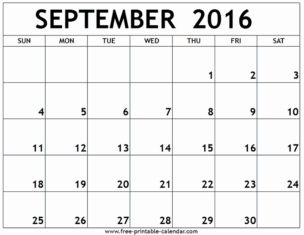 September 2016 Calendar Wordcalendar Calendartemplates