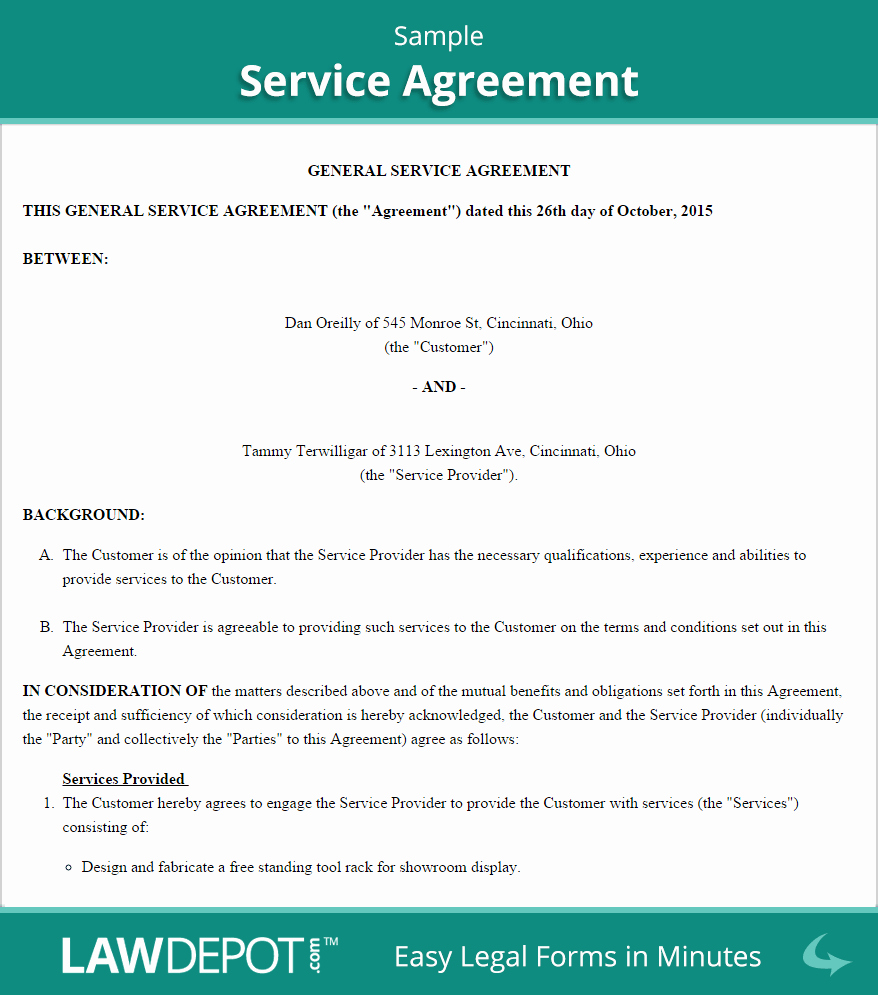 Service Agreement form