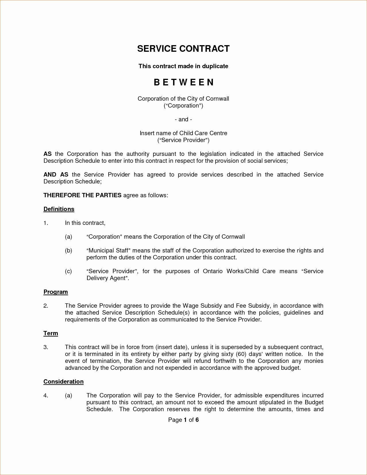 It Service Contract Template Latter Example Template