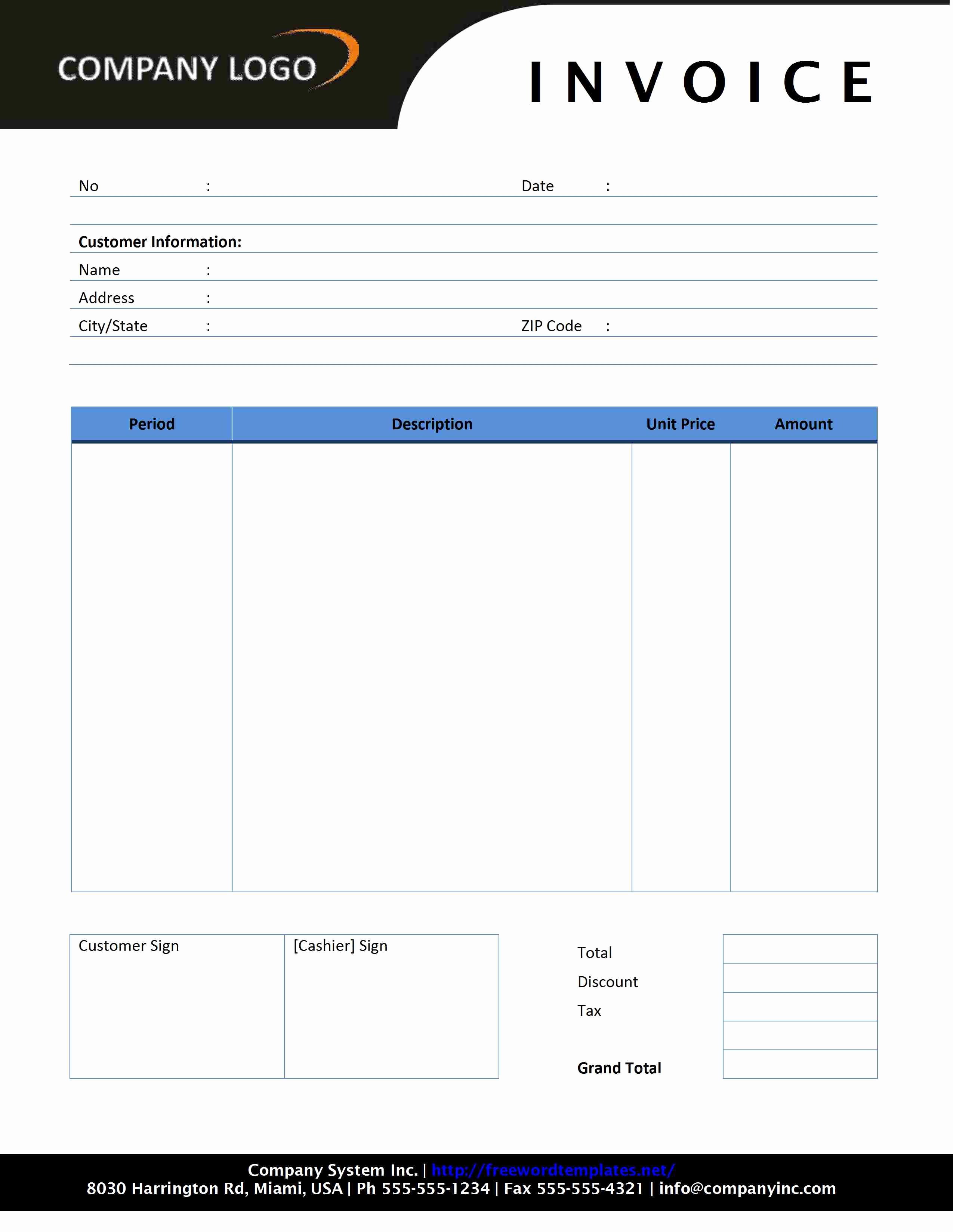 Service Invoice format In Word Invoice Template Ideas