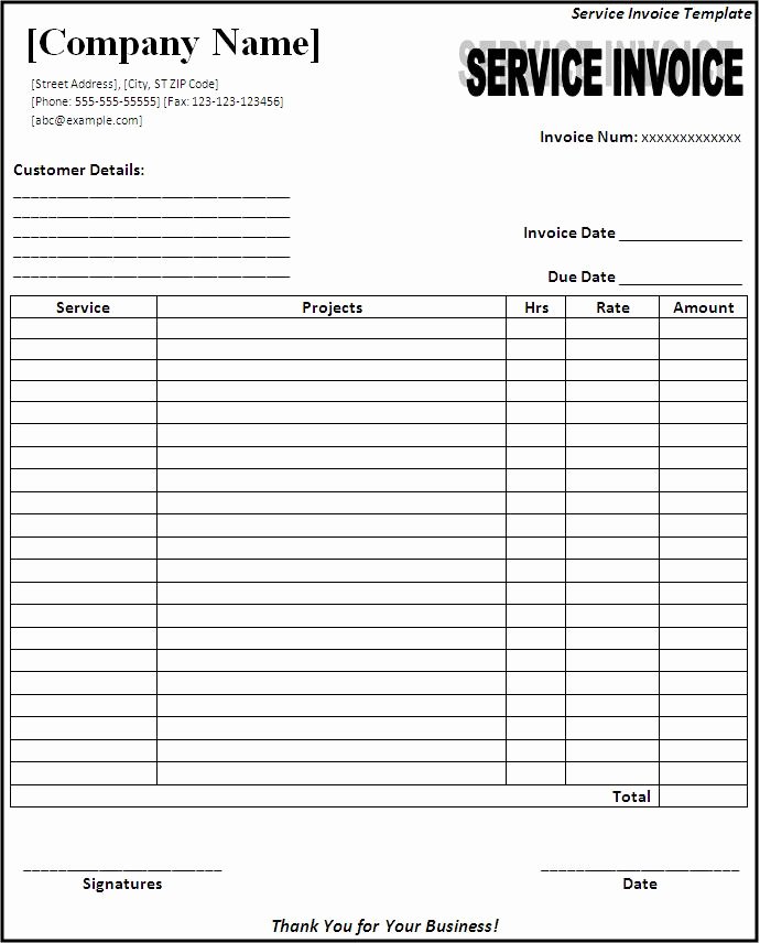 Service Invoice Template Best Word Templates
