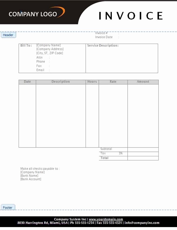 Service Invoice Template Word