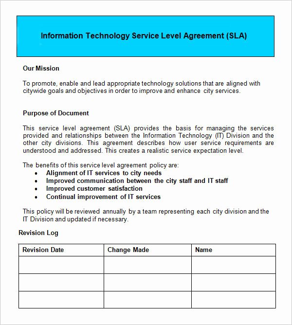 Service Level Agreement Examples