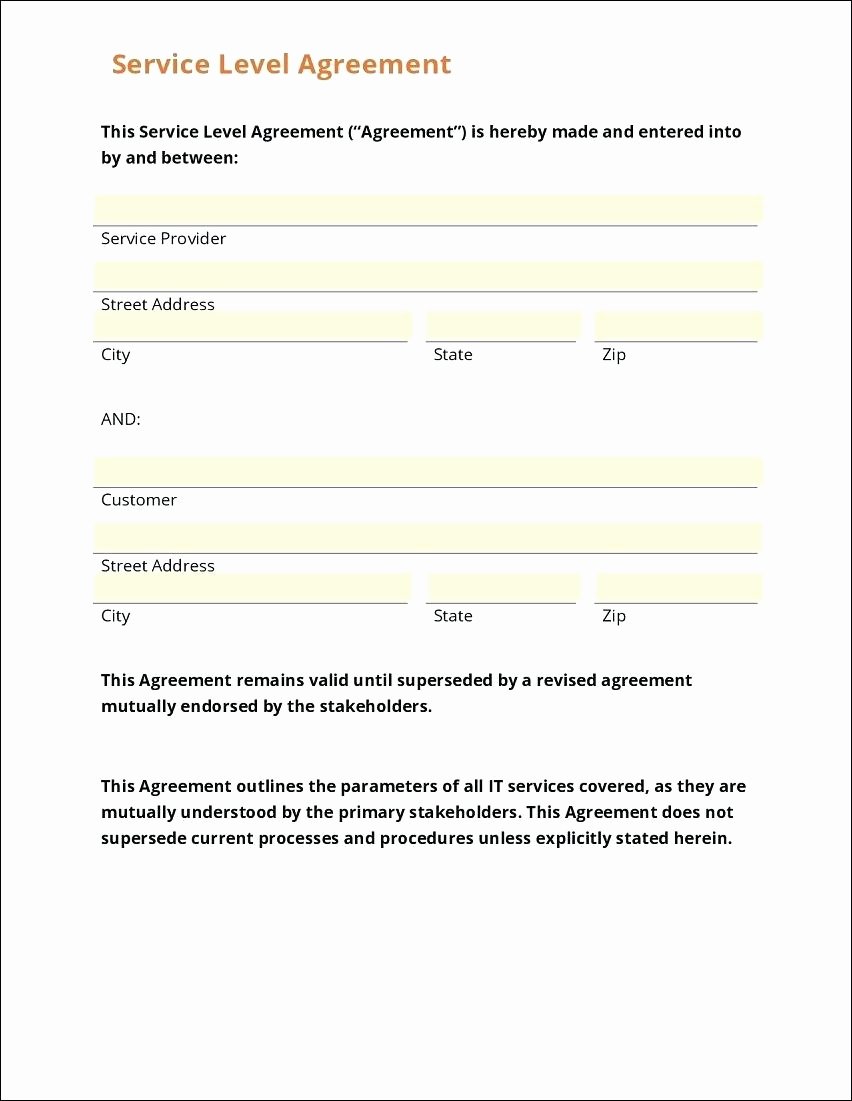 Service Level Agreement Sample for