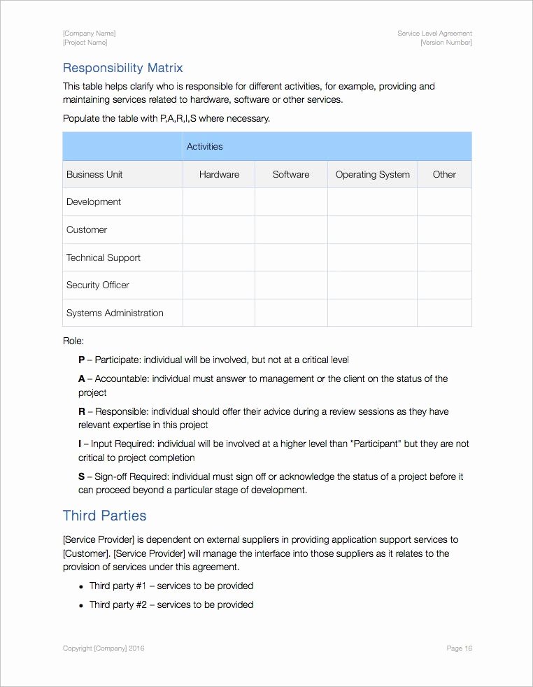 Service Level Agreement Template Apple Iwork Pages Numbers