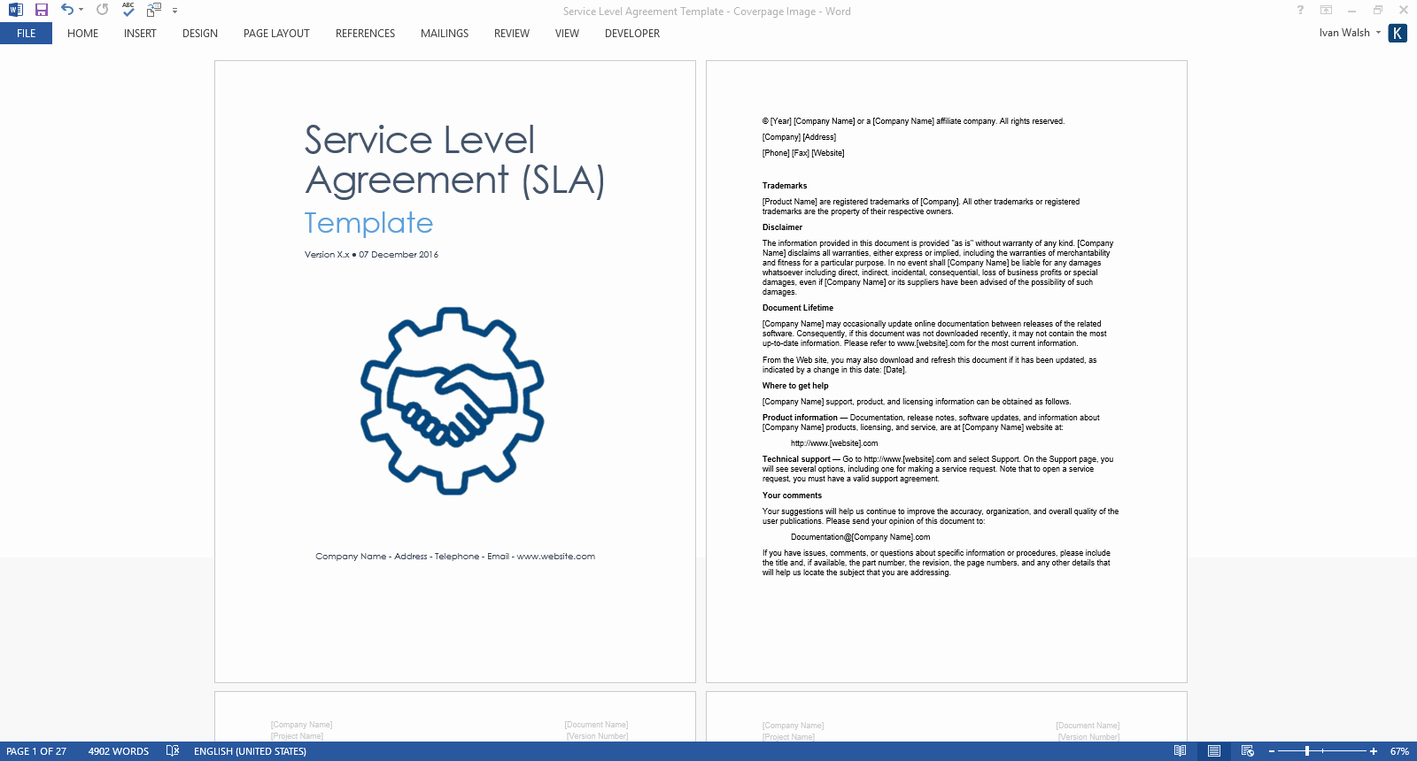 Service Level Agreement Template – Download 2 Ms Word &amp; 3