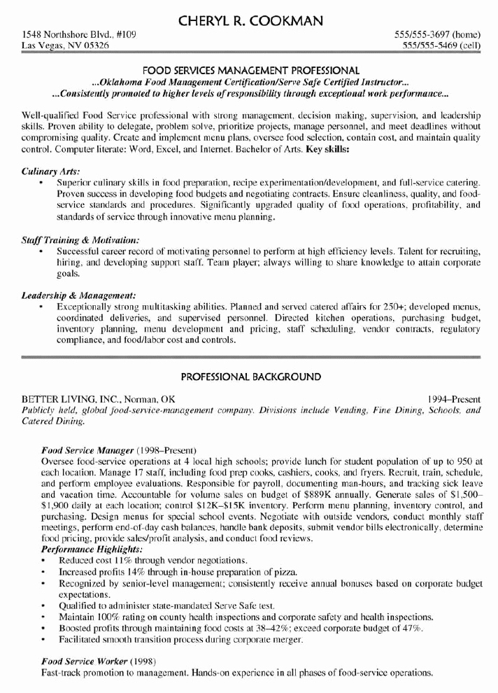 Service Manager Resume