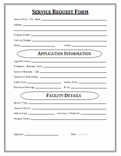 Service Request form