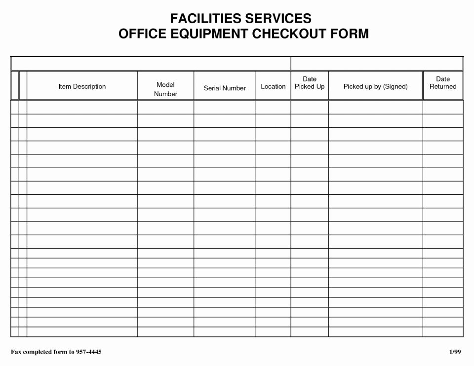 Sheet Inventory Sign Out Template Free Download In Sample