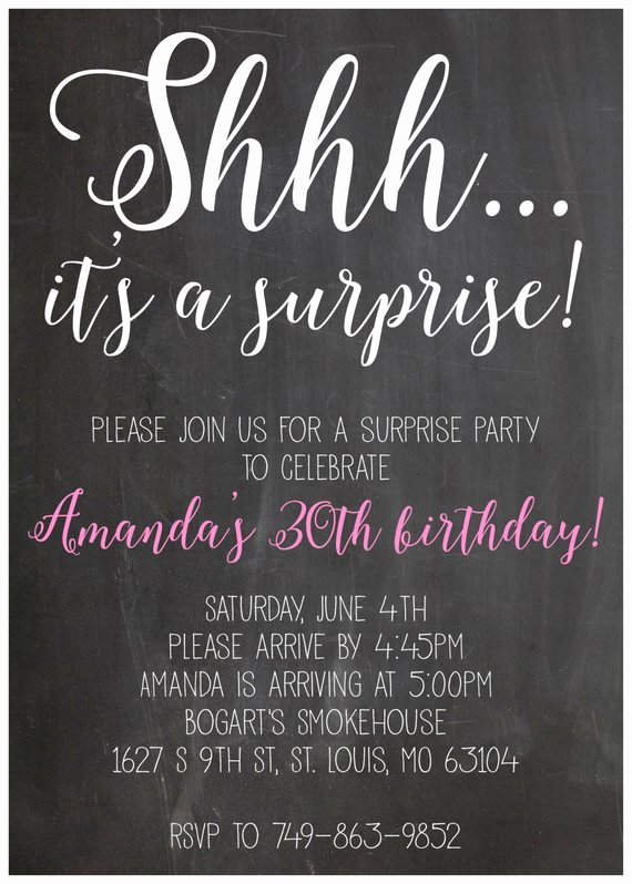 Shhh It S A Suprise Party Birthday Invitation 5x7 Digital