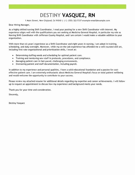 Shift Coordinator Cover Letter Examples