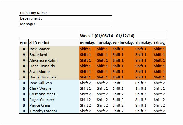 Shift Schedule Templates 11 Free Sample Example format