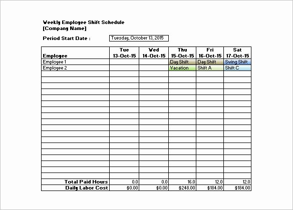 Shift Schedule Templates – 12 Free Word Excel Pdf